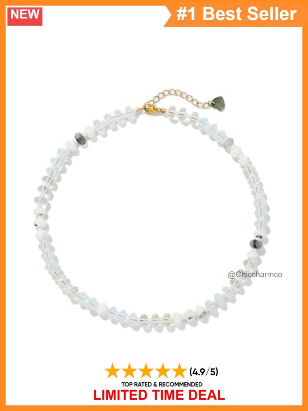 Natural Stone Beaded Necklace Freshwater Pearl Boho Beach Jewelry Gift